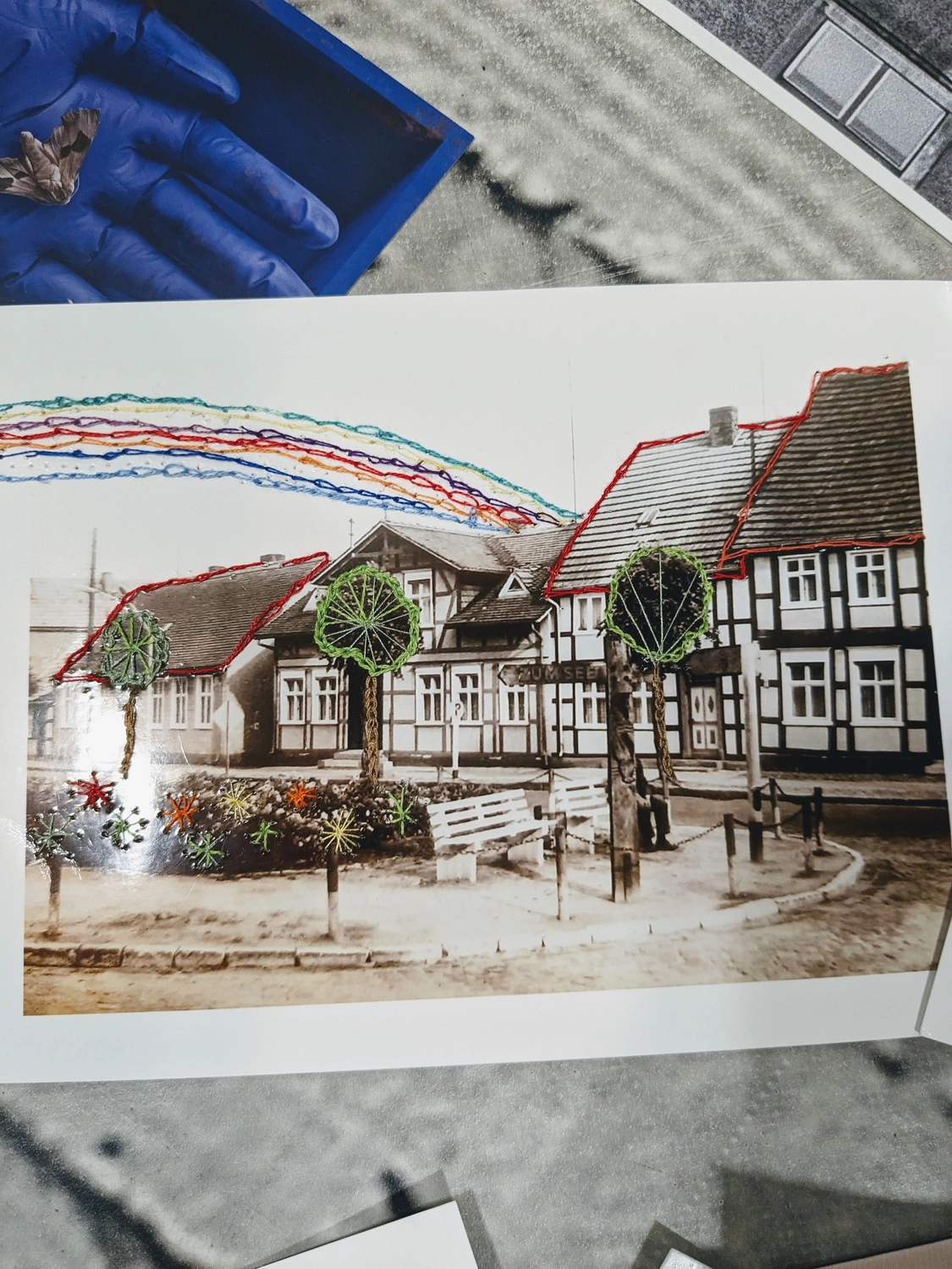 Detail of embroidered photograph