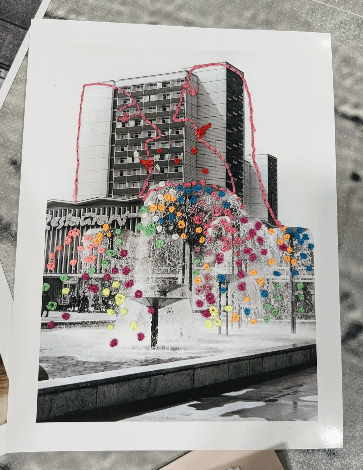Detail of embroidered photograph