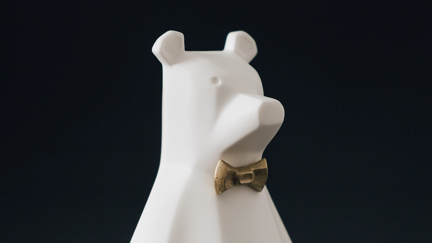 White Rosco with golden Bowtie