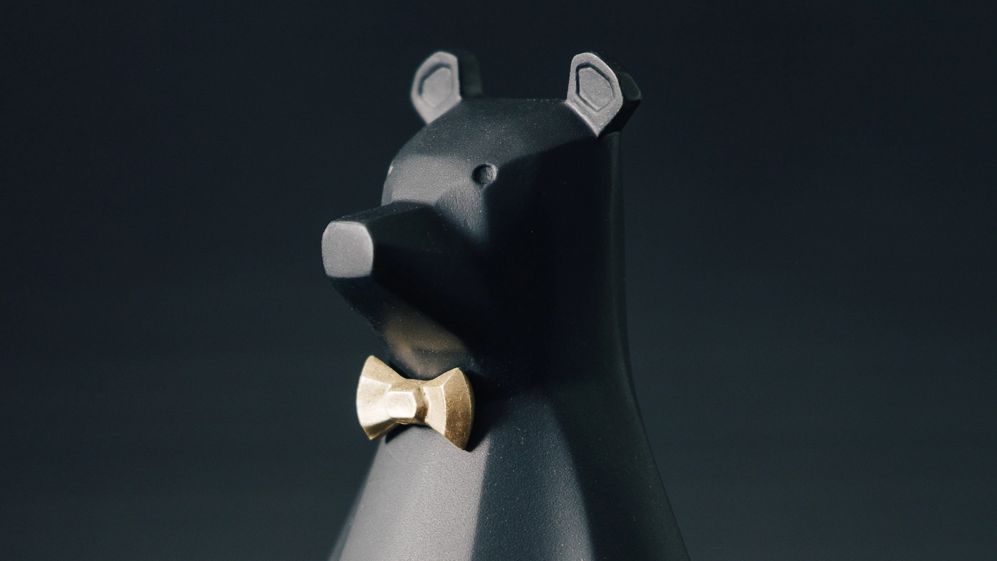 Black Rosco with golden Bowtie