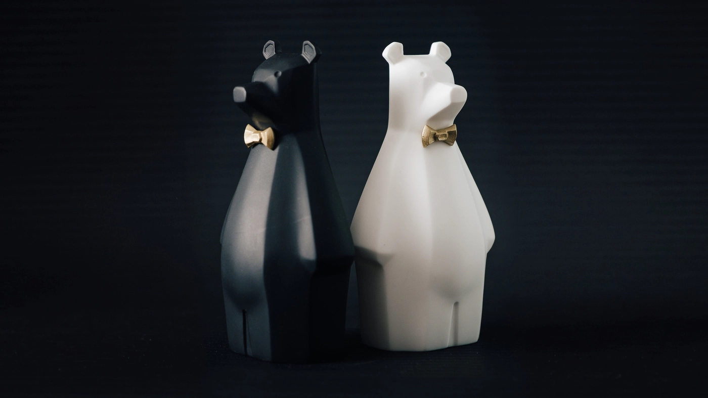 Black and White Rosco with golden Bowtie