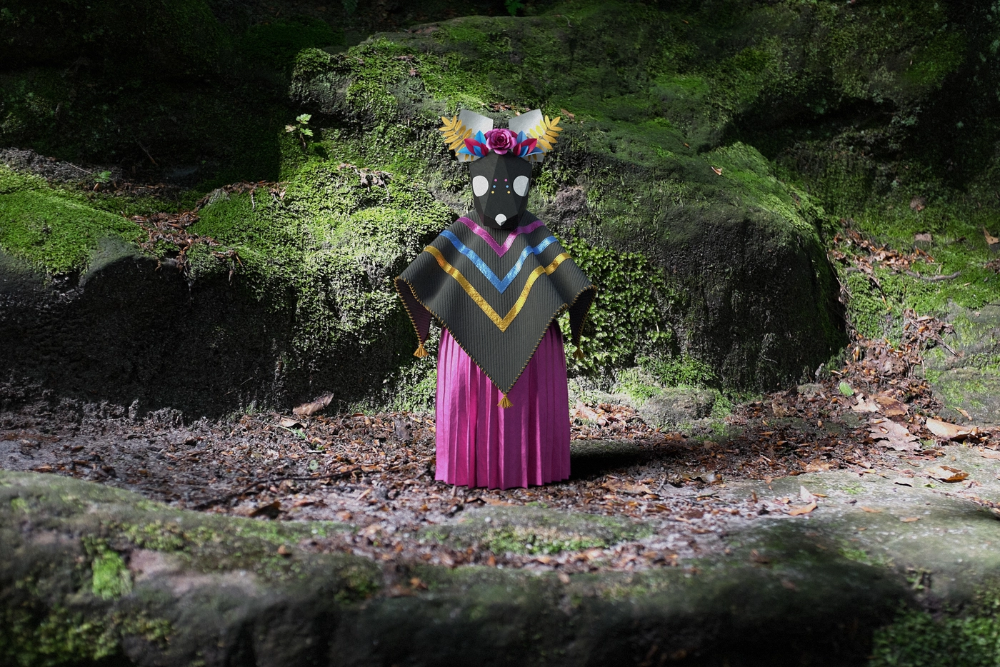Moss over sandstone, no road reaching this far. She stood among the rock as if she'd grown there.